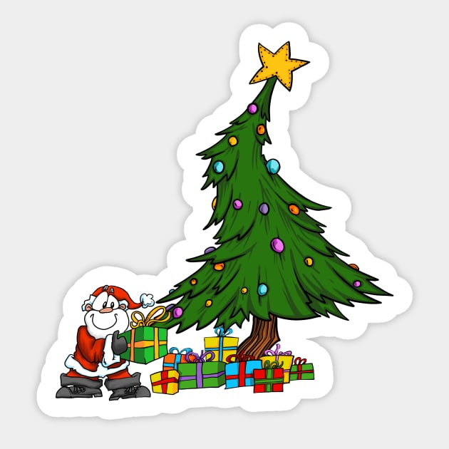 Santa putting presents under a tree Sticker by Creativelyhamish